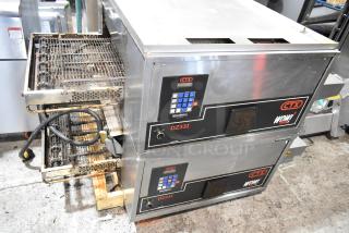 2 2023 Middleby Marshall CTX DZ33I Stainless Steel Commercial Electric Powered Conveyor Pizza Ovens on Commercial Casters. 208 Volts, 3/1 Phase. 2 Times Your Bid! - Item #1211827