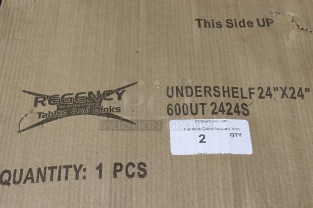 Regency 600UT2424S adjustable stainless steel undershelf for 24"x24" tables in scratch-n-dent condition, new in box.