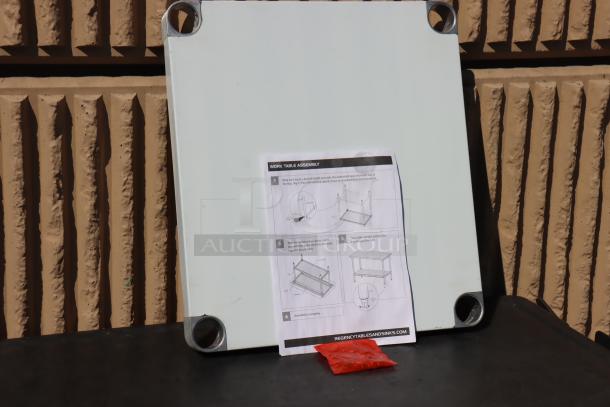 BRAND NEW SCRATCH-N-DENT Regency stainless steel undershelf for 24"x24" table. Includes assembly instructions and hardware.