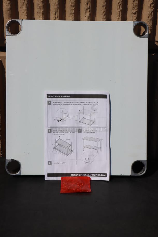 BRAND NEW SCRATCH-N-DENT Regency adjustable stainless steel work table undershelf for 24" x 24" tables, 18-gauge.