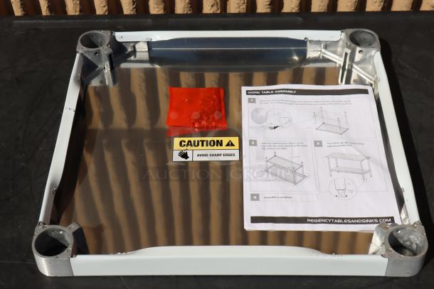 BRAND NEW SCRATCH-N-DENT Regency 600UT2424S adjustable stainless steel work table undershelf for 24"x24" tables, 18-gauge.