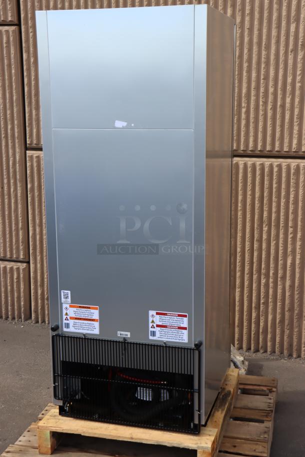 Brand new True T-12-HC refrigerator, scratch-n-dent condition. Solid door, 24 7/8" wide, 115 volts, cord replacement needed.