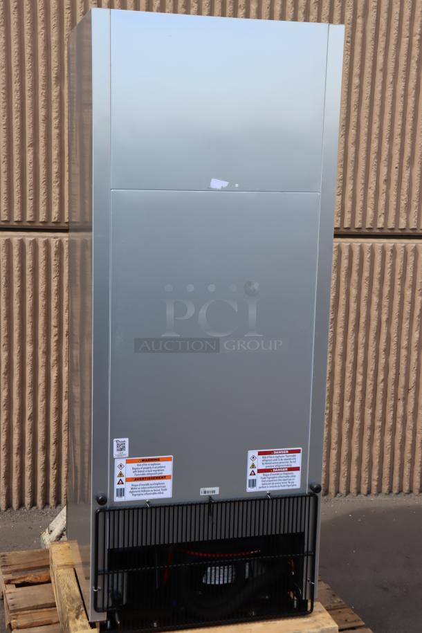 Brand new True T-12-HC reach-in refrigerator, 24 7/8" solid door, 115V. Scratch-n-dent condition; cord replacement needed.