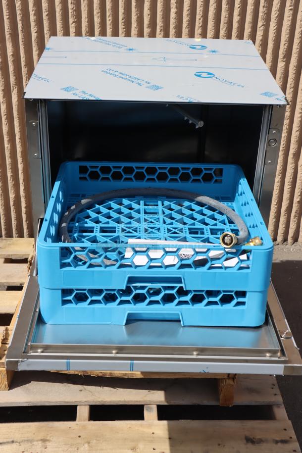 Noble Warewashing WAREFORCE UL-30 dishwasher, 115V, 13.2A, 1 Ph, minor scratches, includes blue dish rack, serial 24K426555.