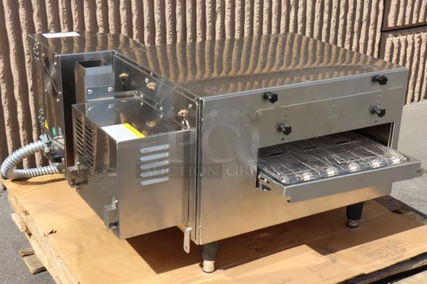 Brand new Cooking Performance Group 351ICOEVD countertop ventless electric conveyor oven, 32" belt, minor dents, slight conveyor bend.