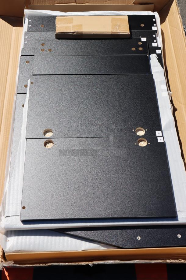 Brand new Lancaster Table & Seating 164WAITRS1BK 46" black host station parts, minor paint chips, original packaging damaged.