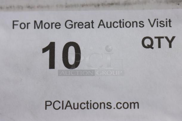 Close-up of a printed auction lot tag showing "10" with URL PCIauctions.com.