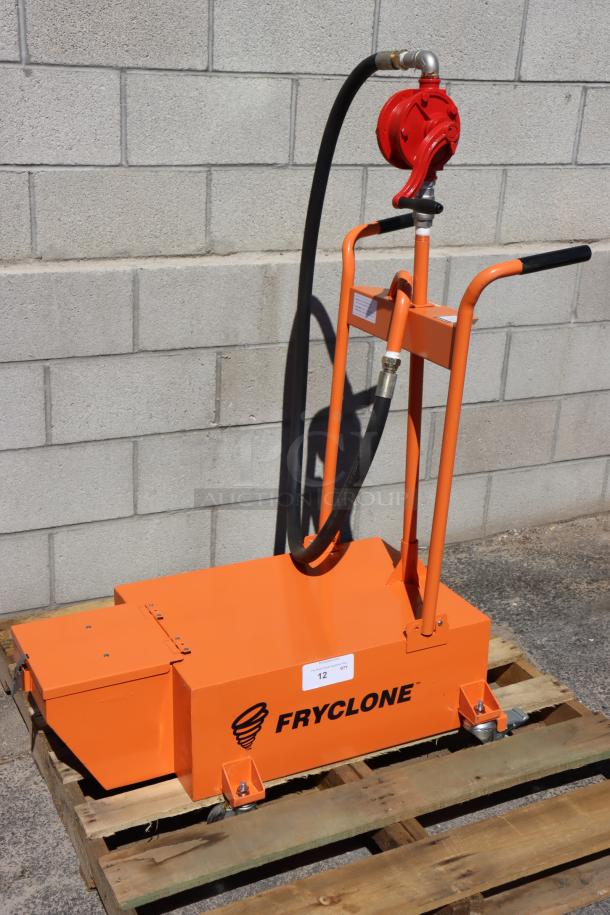 Brand new Fryclone 100 lb. Fryer Oil Disposal Unit, model 259DISP100, with minor paint scratches on handles.