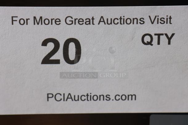 Sticker showing auction site URL "PCIAuctions.com" and quantity "20" for Avantco STE-3S steam table.