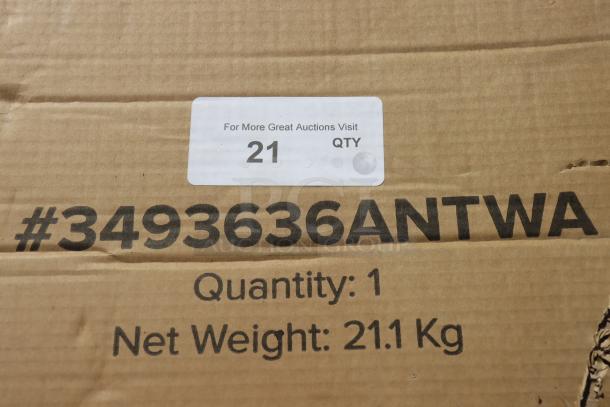 Lancaster Table & Seating 36" x 36" solid wood table top in box, model 3493636ANTWA, rustic walnut finish, 21.1 kg.