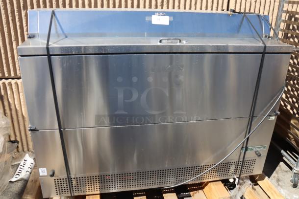 BRAND NEW True TMC-58-S-DS-SS-HC 58" milk cooler, dual-sided, stainless steel, 115V, dented bottom, light scratches on handles.