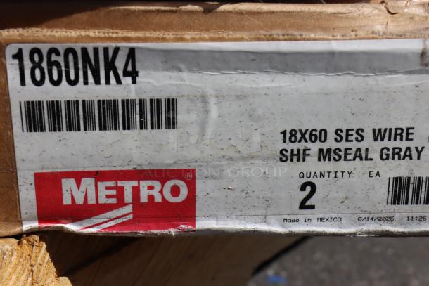 Metro 1860NK4 Super Erecta Wire Shelves, 18"x60", gray, 8 total. New, packaging and cosmetic damage noted.