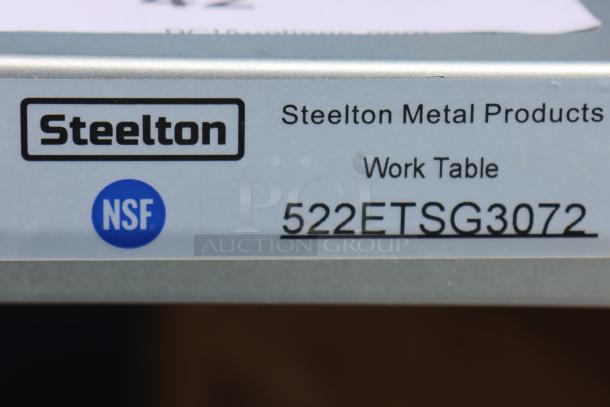 Steelton 522ETSG3072 work table tag, 30"x72", 18 Gauge 430 stainless steel, with undershelf, brand new scratch-n-dent.