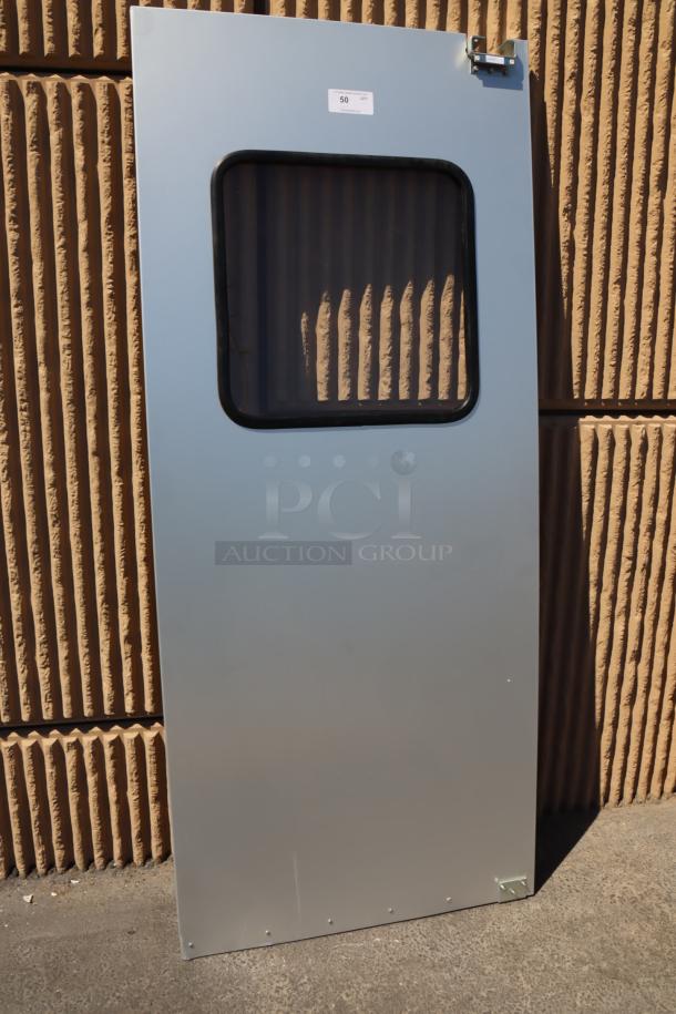 Curtron Service-Pro SPD30AL-S3684CLARK aluminum swinging door, 36"x84", brand new, minor scratch, visible label S/N: EQ00287660-1-1-1.