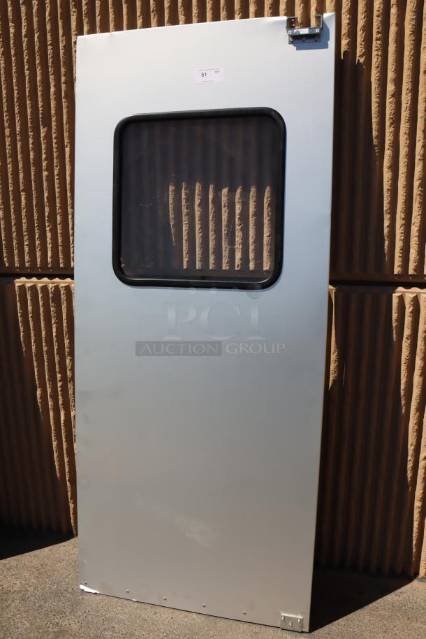 Curtron Service-Pro Series 30 aluminum swinging door, 36" x 84", brand new with scratch-n-dent, visible tag "51".