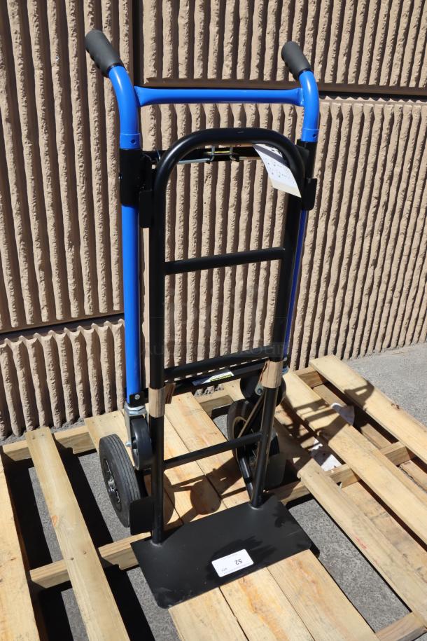 Brand new Harper DTC8635P 900 lb. 4-in-1 Quick Change Hand Truck, dual handles, 10" solid rubber wheels, minor dents.