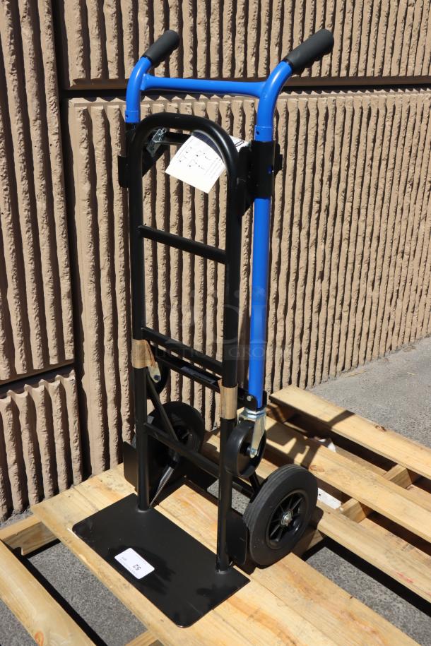 Brand new Harper DTC8635P 4-in-1 hand truck with dual handles, 900 lb capacity, 10" solid rubber wheels, scratch-n-dent.