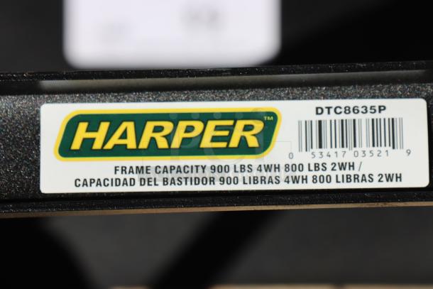 BRAND NEW Harper DTC8635P hand truck label, 900 lb capacity, 4-in-1 design, dual handles, 10" solid rubber wheels.