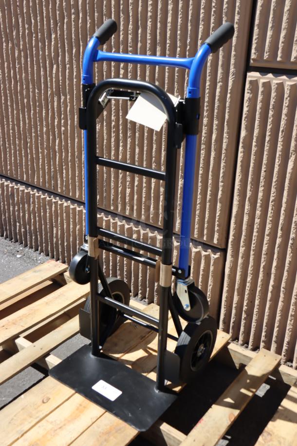 BRAND NEW Harper DTC8635P 900 lb. 4-in-1 hand truck, dual handles, 10" solid rubber wheels, slight scratch-n-dent condition.