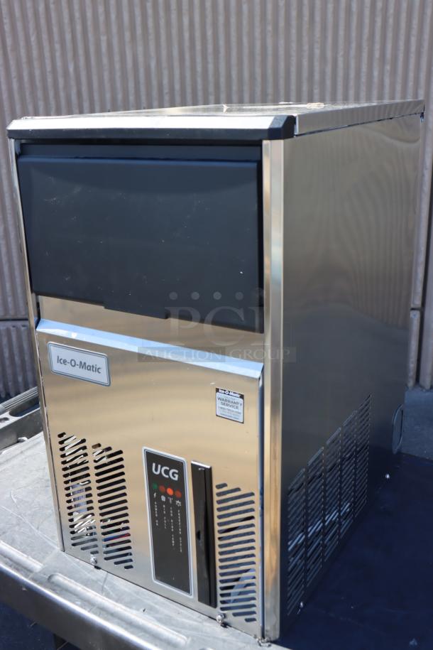 Brand new Ice-O-Matic UCG060A undercounter ice machine, 63 lb., air cooled, 115V, 1 phase, minor exterior marks, serial LL 008421.