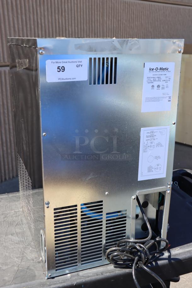 Brand new Ice-O-Matic UCG060A 15" air-cooled ice machine. Out of packaging, potential missing parts, serial #LL 008421.
