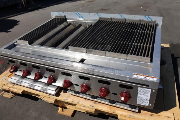 Brand new Wolf by Vulcan ACB47 47" gas charbroiler, 136,000 BTU, missing a few grates, serial no. 650245844.