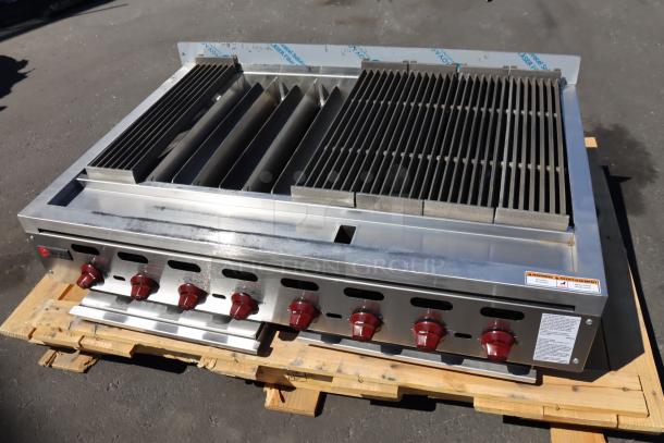 Brand new Wolf by Vulcan ACB47-NAT gas charbroiler, 47", 136,000 BTU, missing a couple grates, model ACB47-101, Serial 650245844.