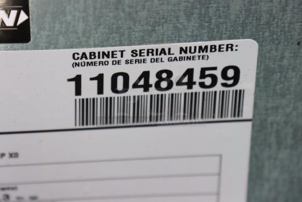 Serial number label for True TD-80-30-HC bottle cooler, displaying "11048459."