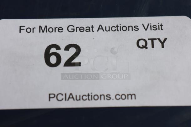 Label showing auction information with "For More Great Auctions Visit PCIAuctions.com," item number 62, and "QTY" text.
