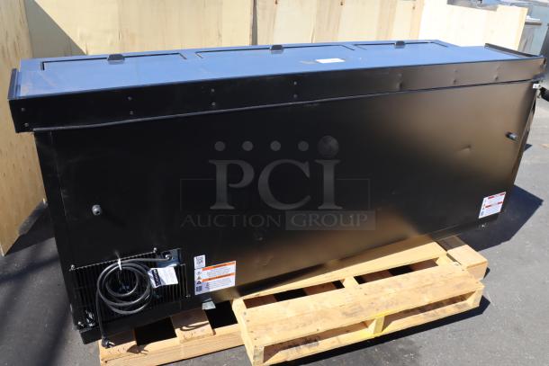 True TD-80-30-HC black bottle cooler, new scratch-n-dent, 80 1/8", 115V, 2.8A, 1-phase, with scratches and dents.