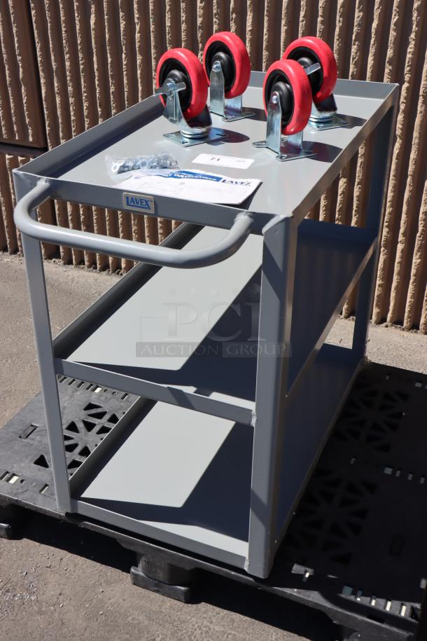 Lavex 257LSUC18303 utility cart, 30"x18"x35", three steel trays, fully welded, minor scratches, out of packaging.