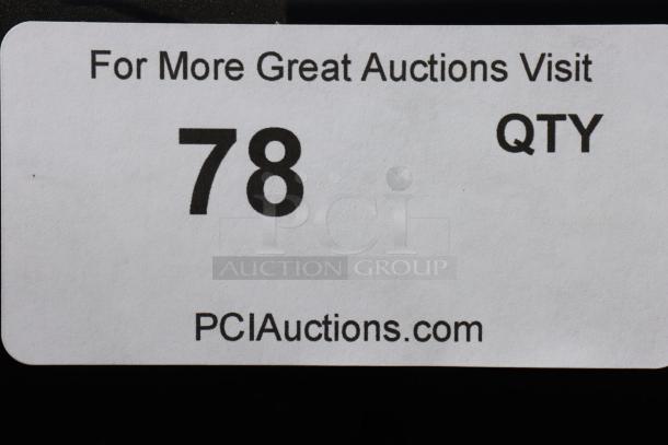 Sticker with text: "For More Great Auctions Visit PCIauctions.com. 78 QTY."