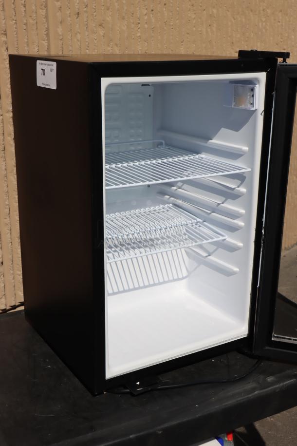 Brand new Galaxy CRG3B black countertop display refrigerated merchandiser, 2.5 cu ft, 115V, 1.1 Amps. Serial No.: 06825012580100087.