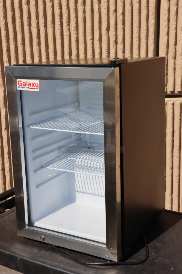Brand new Galaxy CRG3B black countertop display refrigerated merchandiser, 2.5 cu ft, 115V, minor scratches.