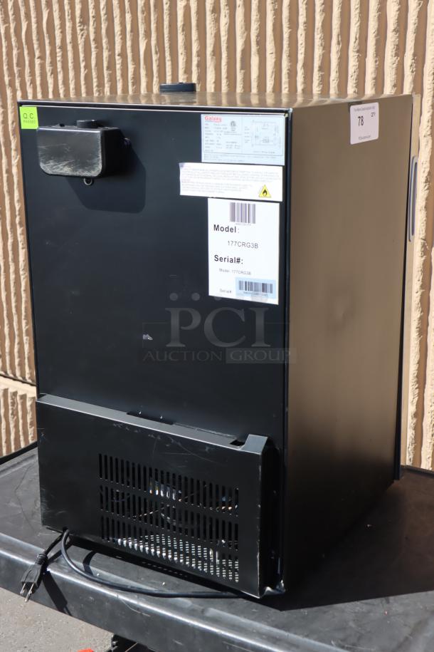 BRAND NEW SCRATCH-N-DENT Galaxy CRG-3 Black Countertop Display Merchandiser, 2.5 cu ft, Serial No. 06825012580100087.