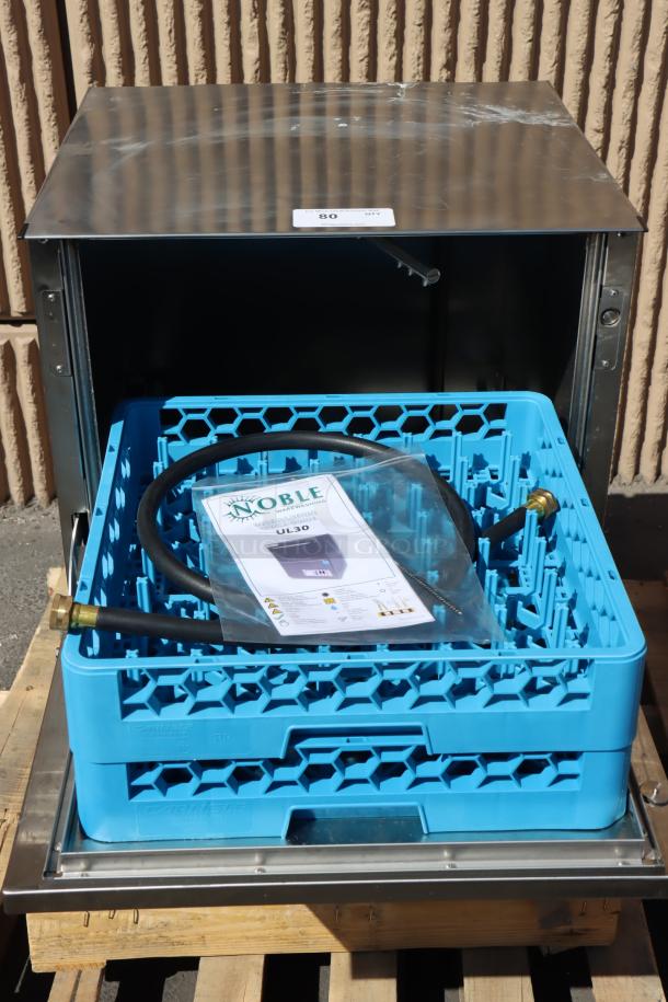 Noble Warewashing WAREFORCE UL-30 dishwasher, new scratch-n-dent, chemical pumps, priming switches, 115V, on pallet.