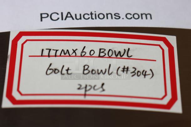 Avantco 177MX60BOWL 60 Qt. 304 stainless steel mixing bowl, out of packaging, may have minor scratches. Label shows model and material.