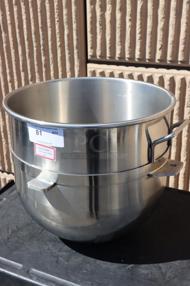 Avantco 177MX60BOWL 60 Qt. stainless steel mixing bowl, new, minor scratches, out of original packaging, label visible.