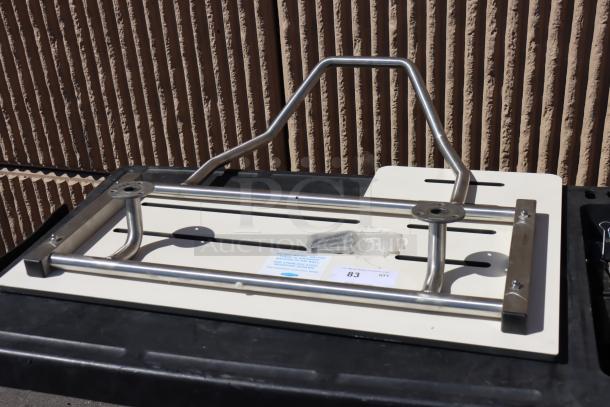 Brand new Bobrick B-5181 white phenolic folding shower seat, reversible. Missing wall mount. Includes mounting hardware.