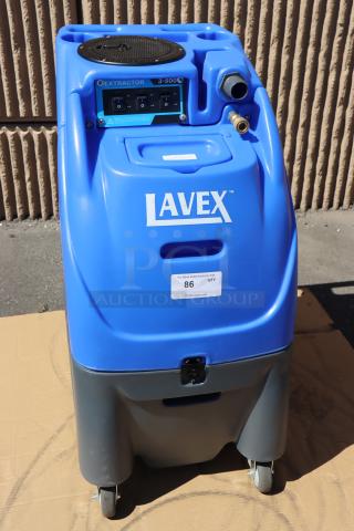 Brand new Lavex 3-500 carpet extractor, 12-gallon, 500 PSI, dual 3-stage cold water, 25' hoses, 12" stainless wand.