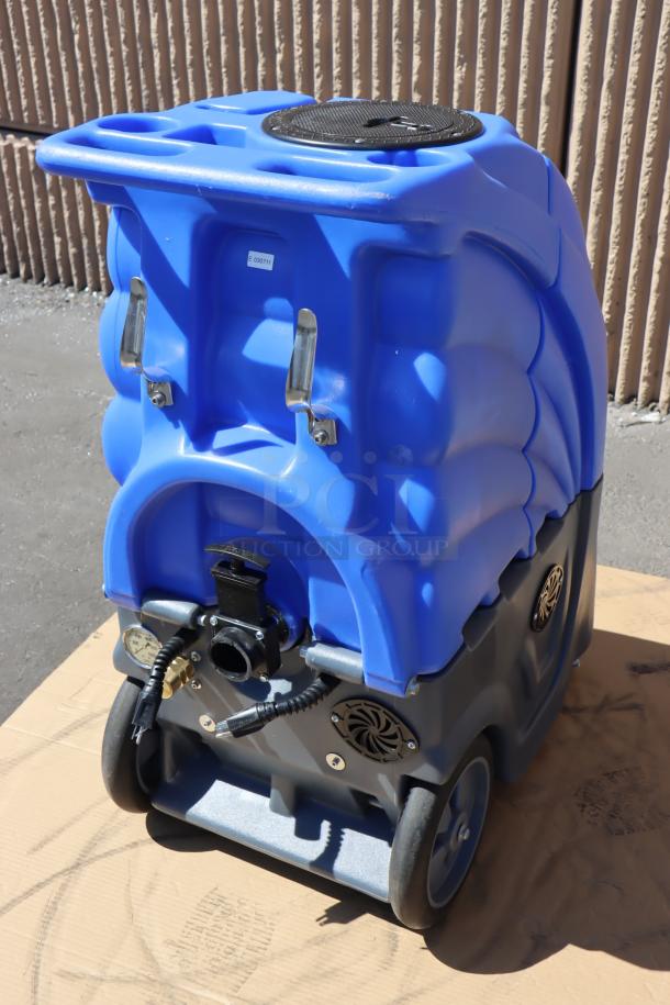BRAND NEW Lavex 3-500 carpet extractor in blue, 12-gallon, 500 PSI, with 25' hoses and 12" stainless steel wand.