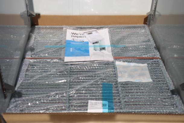 Brand new Avantco A-23R-HC refrigerator wrapped in packaging with visible manual and product label. Model: A-23R-HC.