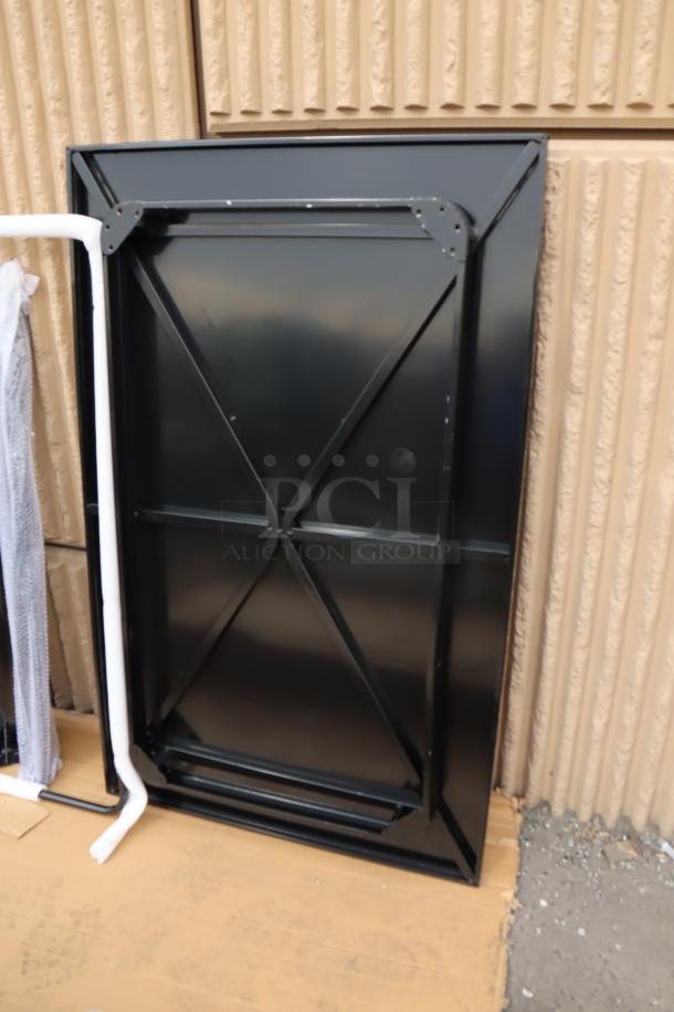 Lancaster Table & Seating 48"x30" onyx black bar height outdoor table, unassembled, scratch-n-dent, model 164RB304BLK.