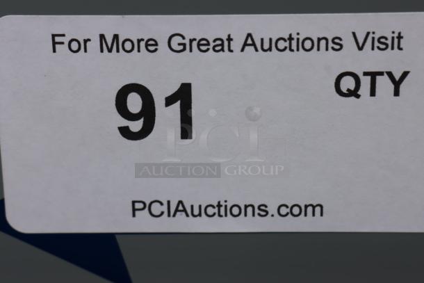 Sticker with "91 QTY" and "PCIAuctions.com" printed, indicating auction item number and website.