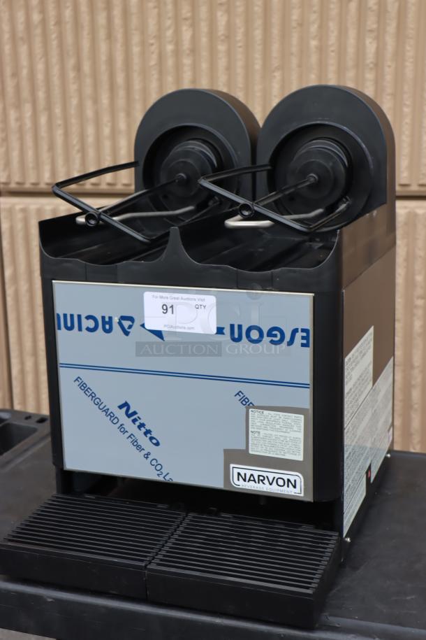 BRAND NEW Narvon Double 5 Gallon Refrigerated Beverage Dispenser; 115V, 2.4 Amps, 1 Phase, 250W; missing components.