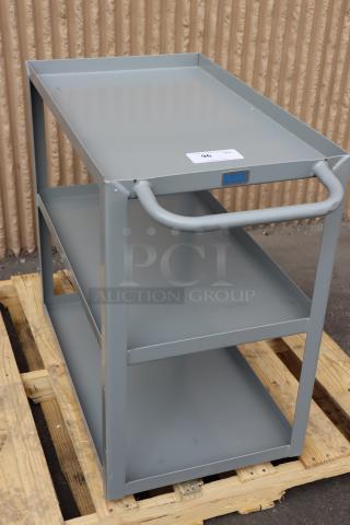 Lavex 257LSUC18303 30"x18"x35" steel utility cart, three trays, fully welded, brand new, missing wheels and hardware.