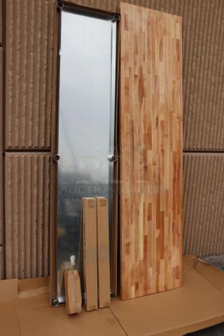 Regency 600TW2496G 24"x96" wood top work table with galvanized base, adjustable undershelf. Box damaged, minor parts may be missing.