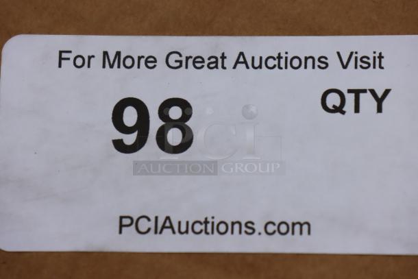 Label on the Regency 600TW3696G work table packaging, indicating auction site PCIauctions.com and quantity "98."