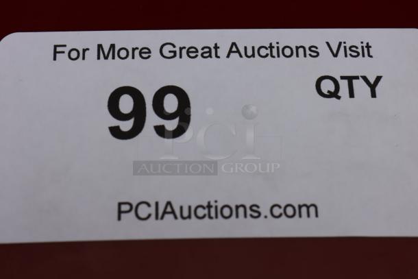 Label showing auction information with large number 99, website PCIauctions.com, and quantity (QTY) note.