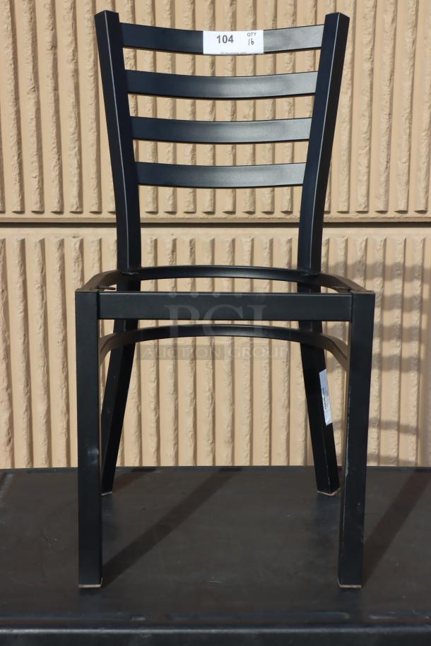 Brand new Lancaster Table & Seating ladder back chair frame in black, model 164CMTLADFR; scratch-n-dent condition.
